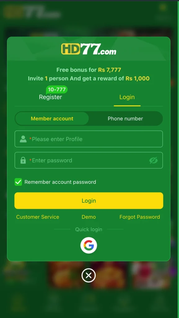 hd77 game signup